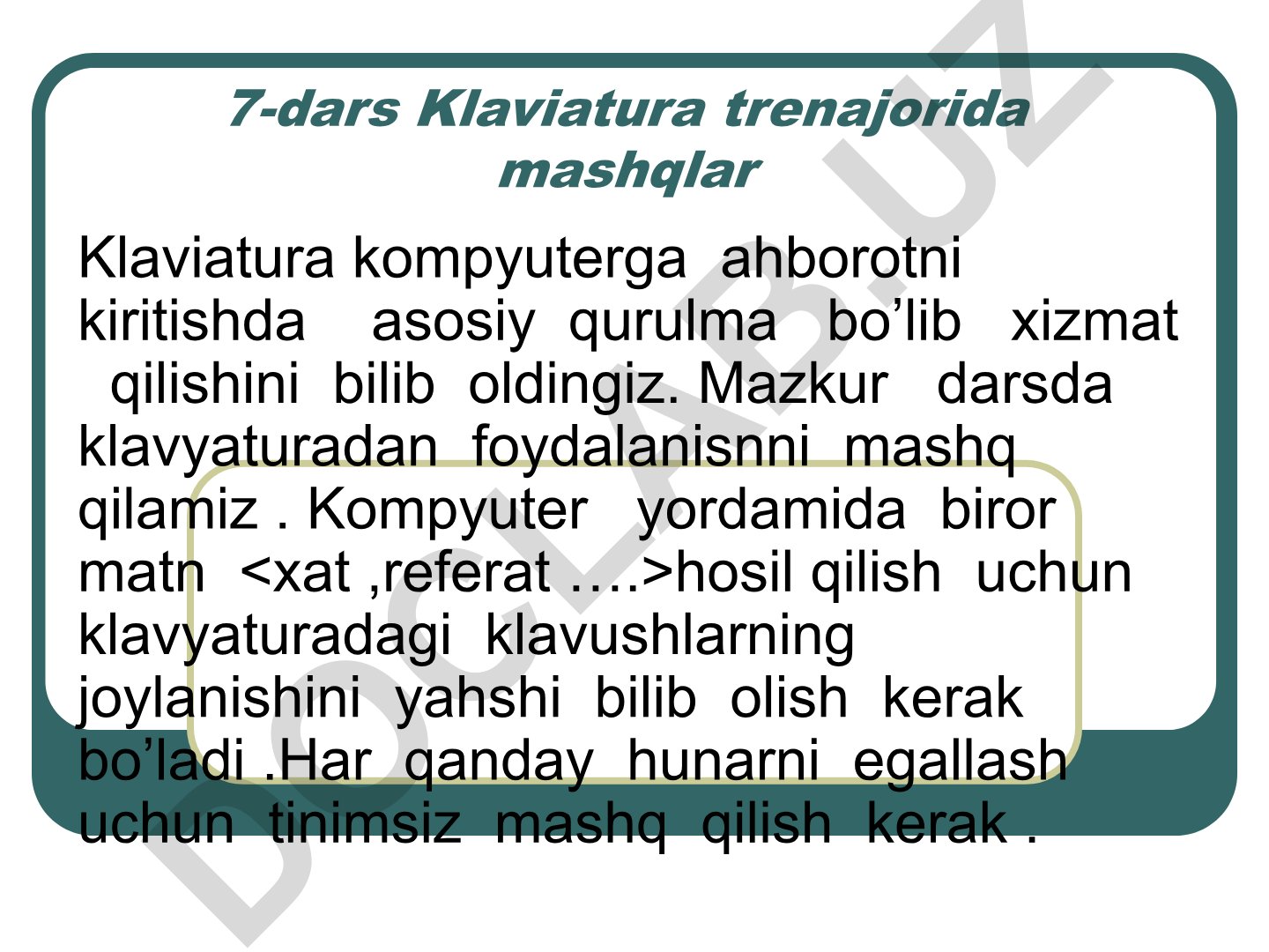 Klaviatura trenajorida mashqlar va "Klavyaturen" dasturi