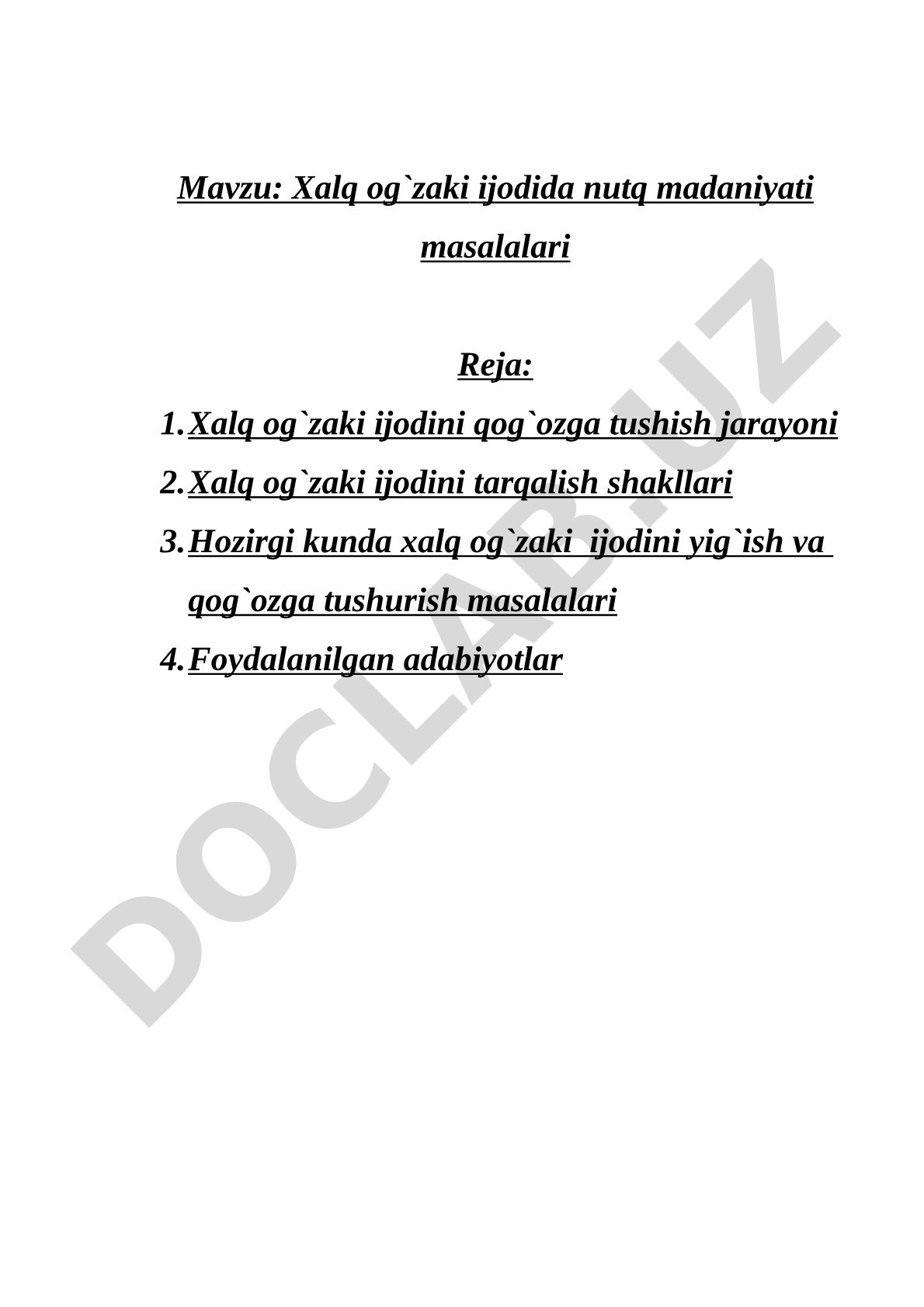 Xalq og'zaki ijodida nutq madaniyati masalalari