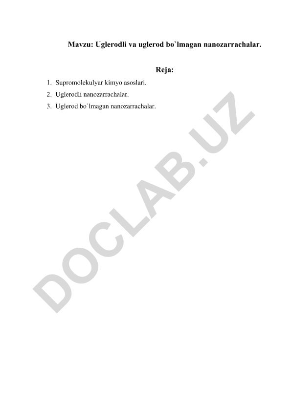Uglerodli va uglerod bo'lmagan nanozarrachalar