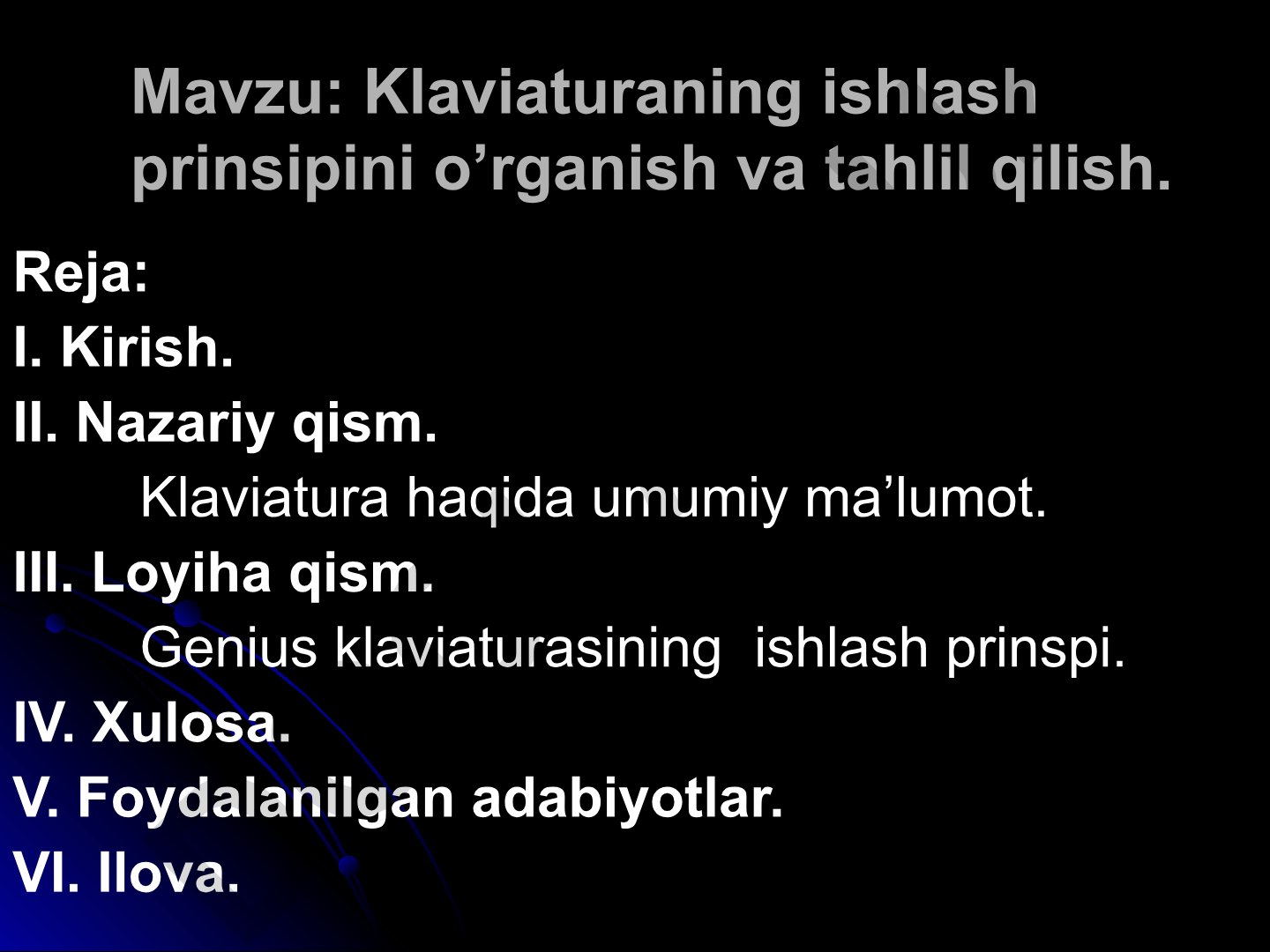 Klaviaturaning ishlash prinsipini o’rganish va tahlil qilish