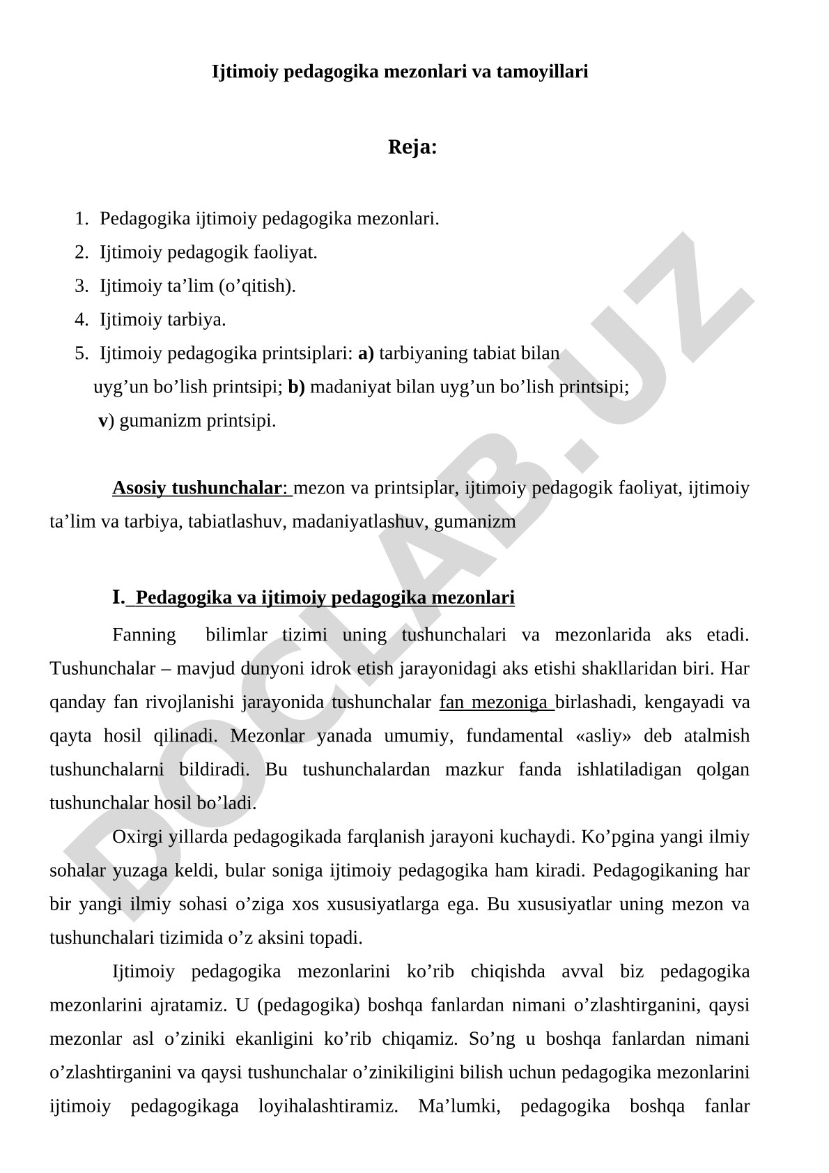 Ijtimoiy pedagogika mezonlari va tamoyillari