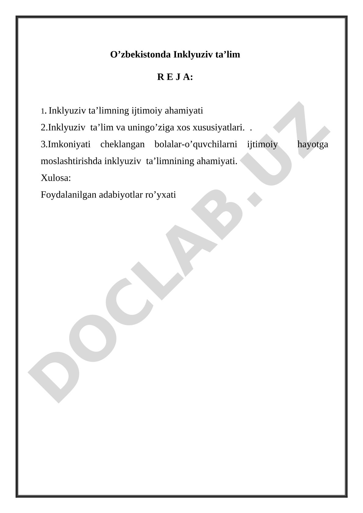 O'zbekistonda inklyuziv ta'lim