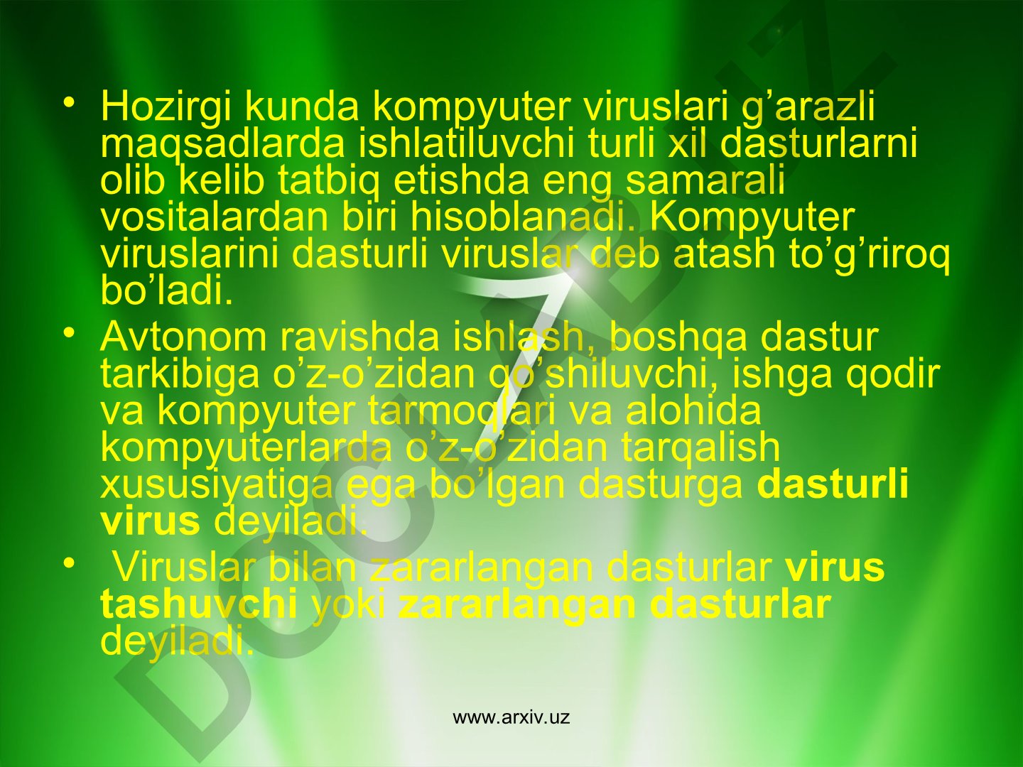 Kompyuter viruslari: tushuncha, tasnifi va ta'siri