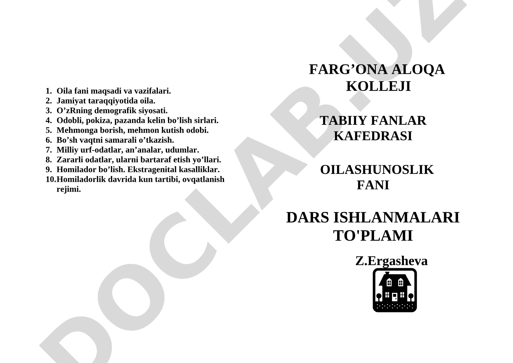 Oila fani maqsadi va vazifalari