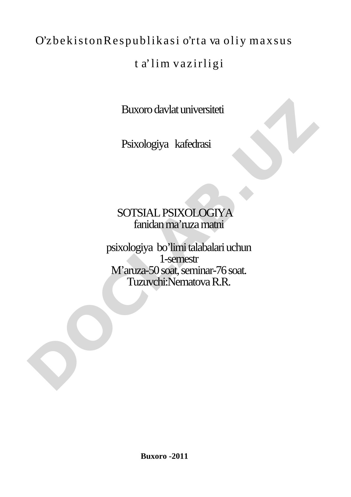 Ijtimoiy psixologiya fanining predmeti va vazifalari