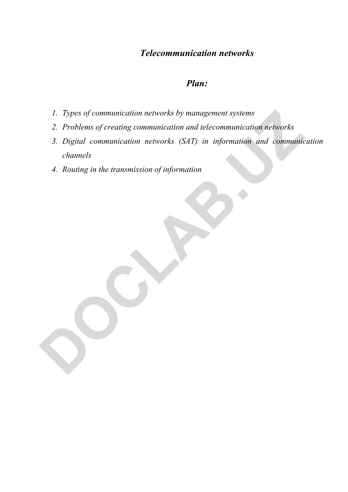 Telecommunication networks: types, problems, and digital communication systems