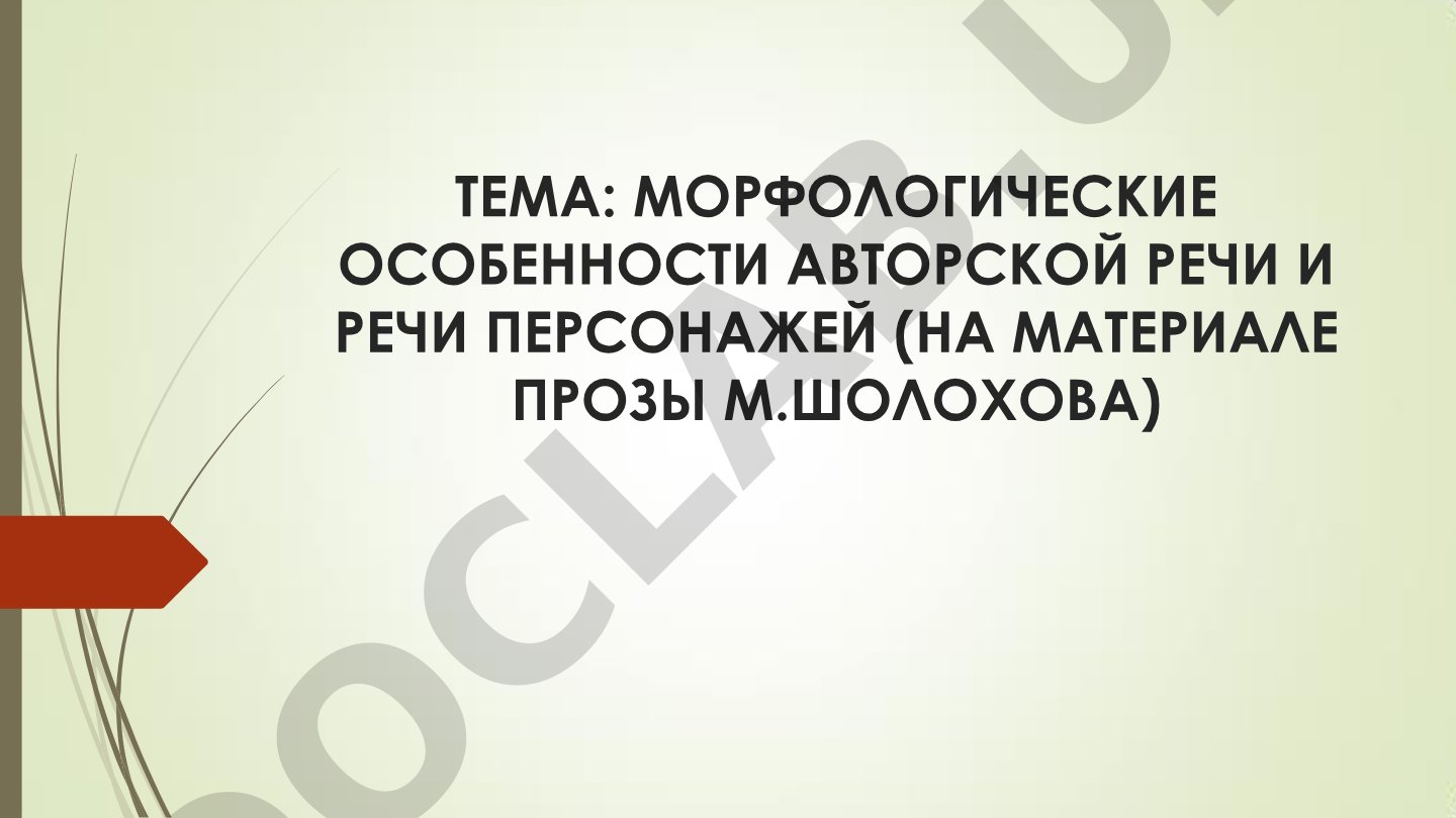 Морфологические особенности авторской речи и речи персонажей (на материале прозы М. Шолохова)