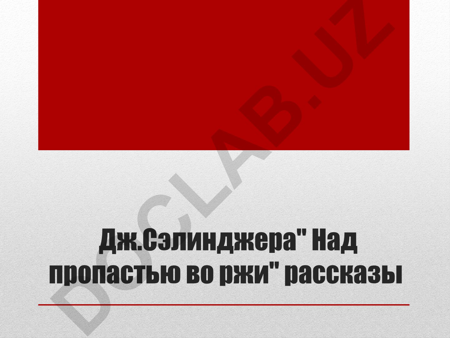 Дж.Сэлинджера «Над пропастью во ржи»: анализ романа