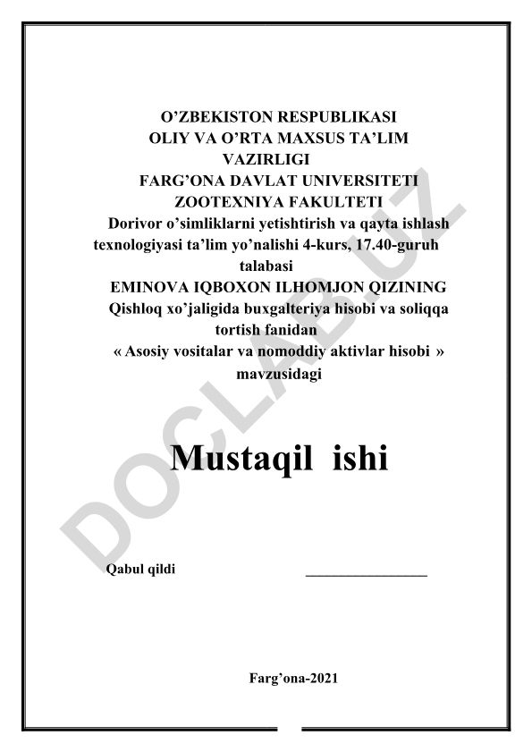 Asosiy vositalar va nomoddiy aktivlar hisobi