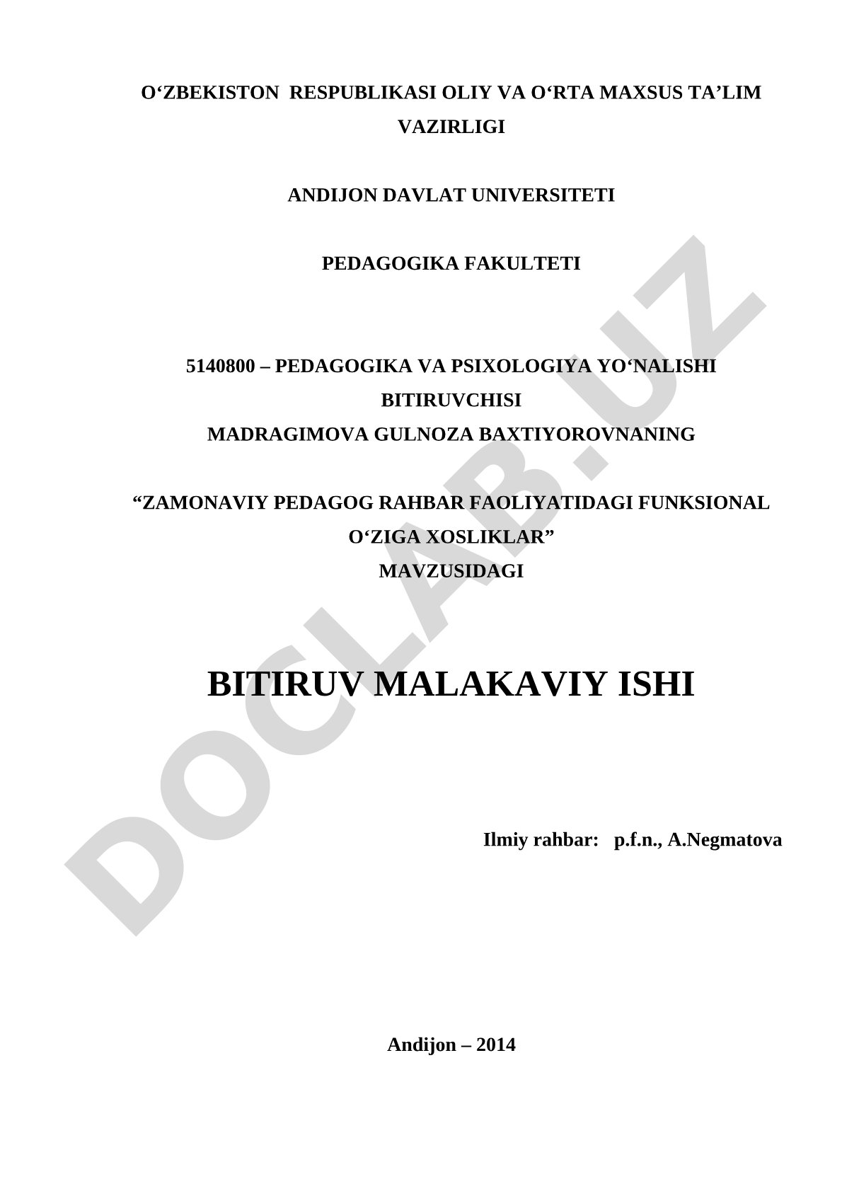 Zamonaviy pedagog rahbar faoliyatidagi funksional o'ziga xosliklar
