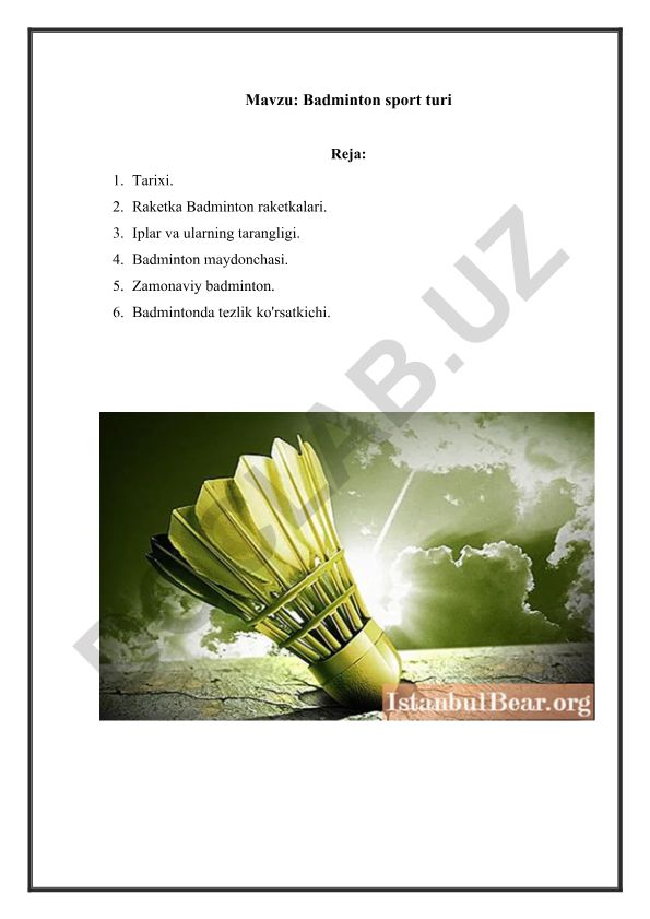 Badminton sport turi