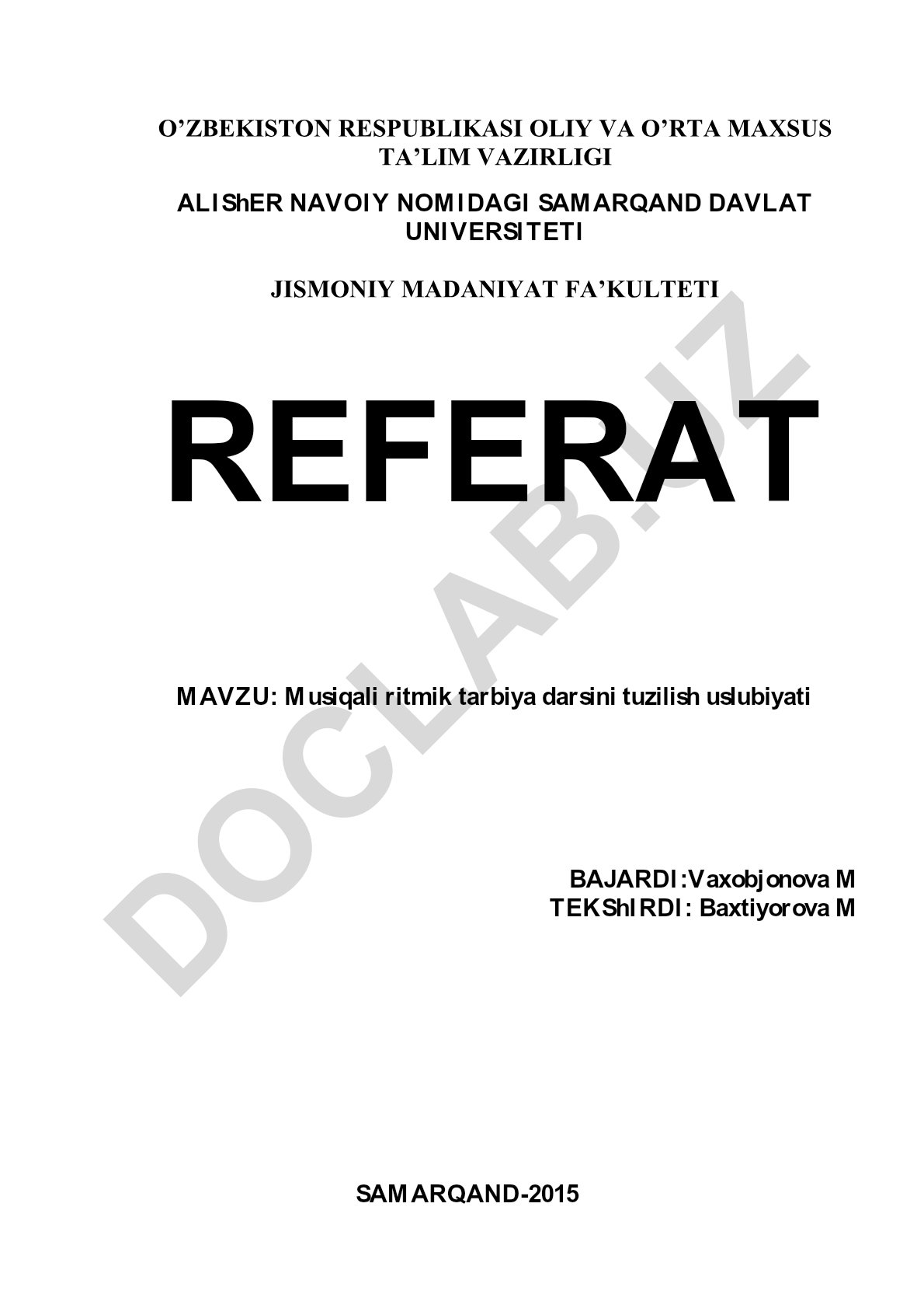 Musiqali ritmik tarbiya darsini tuzilish uslubiyati