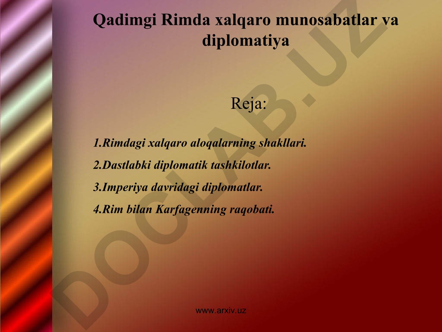 Qadimgi Rimda xalqaro munosabatlar va diplomatiya