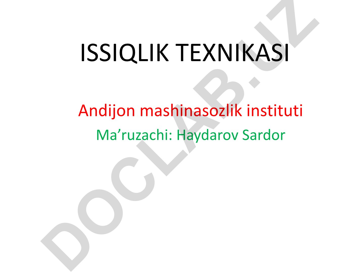 Issiqlik texnikasi faniga kirish va asosiy tushunchalar