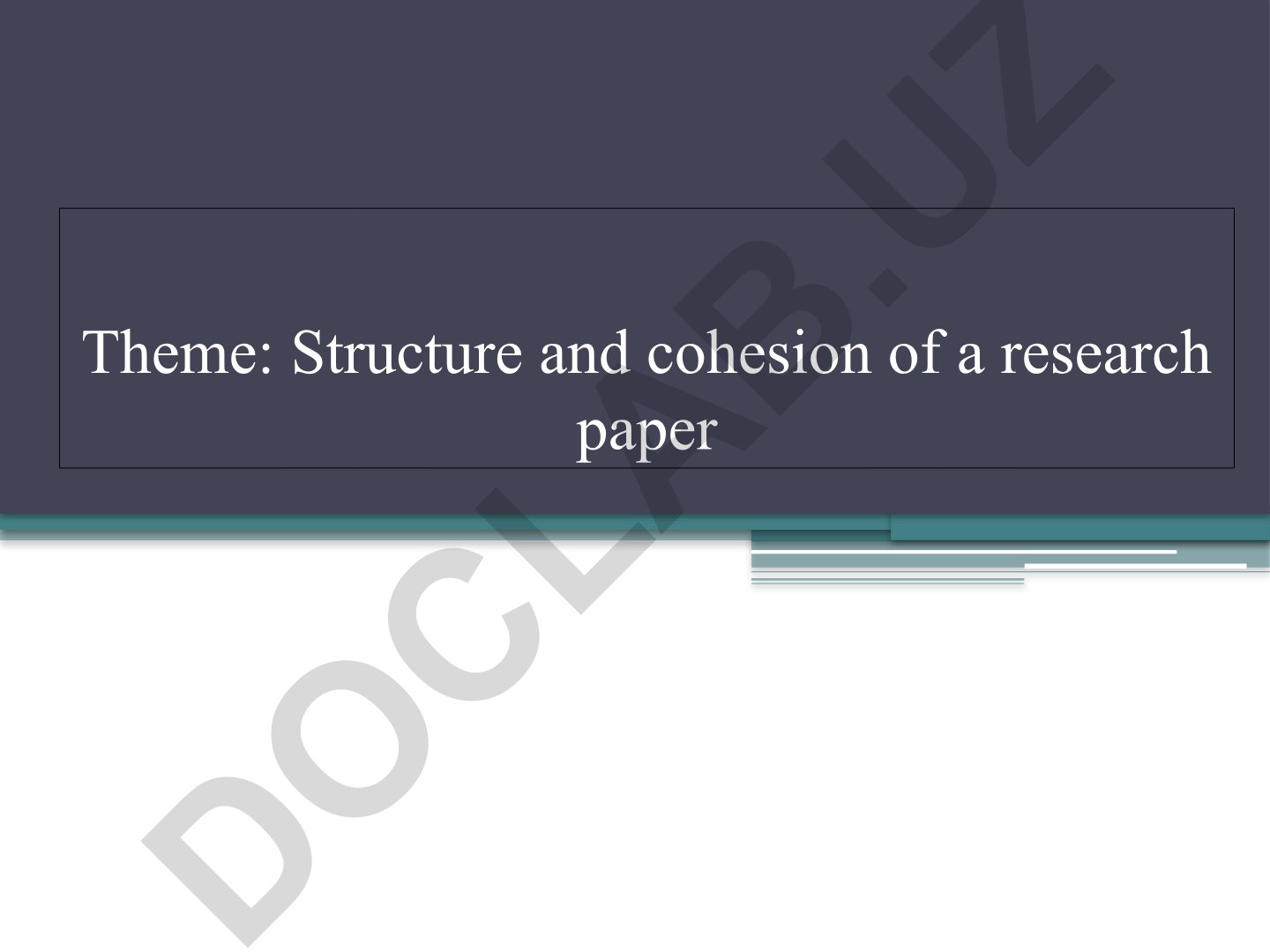 Structure and cohesion of a research paper
