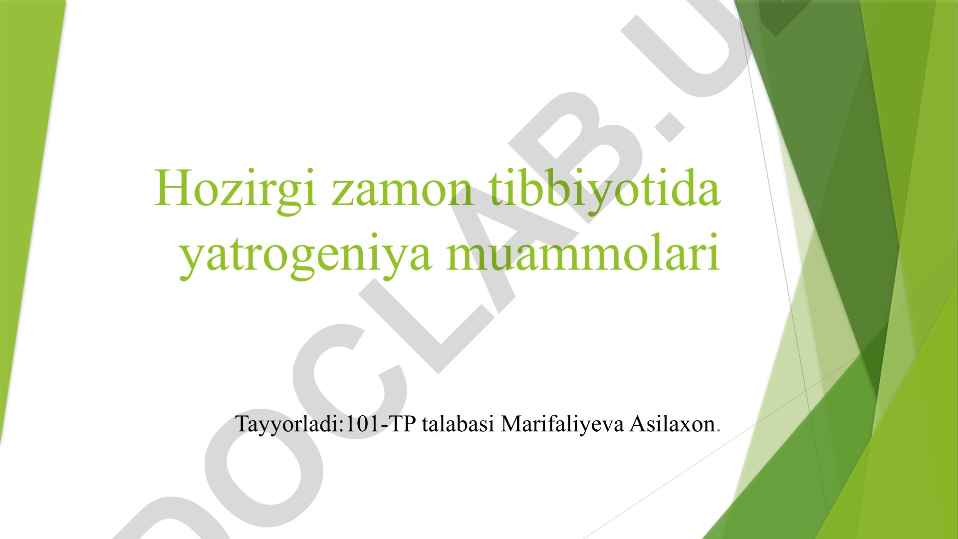 Zamonaviy tibbiyotda yatrogeniya muammolari