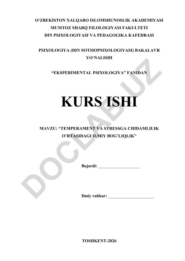 Temperament va stressga chidamlilik o'rtasidagi ilmiy bog'liqlik