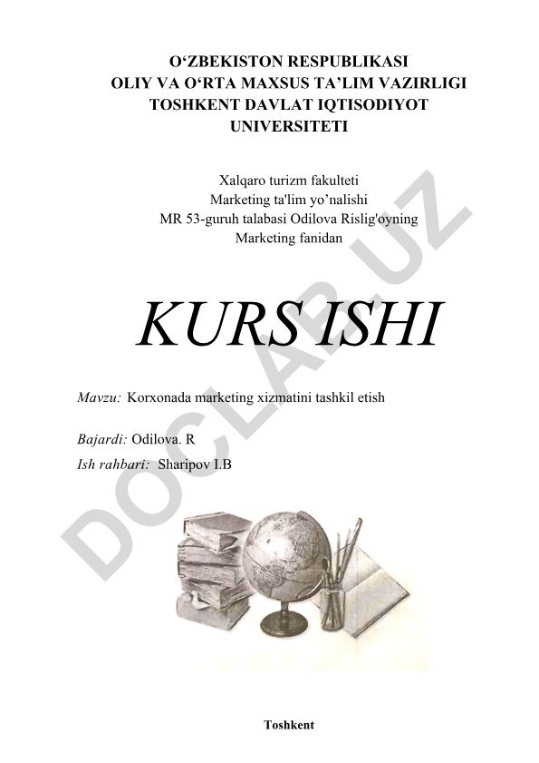 Korxonada marketing xizmatini tashkil etish