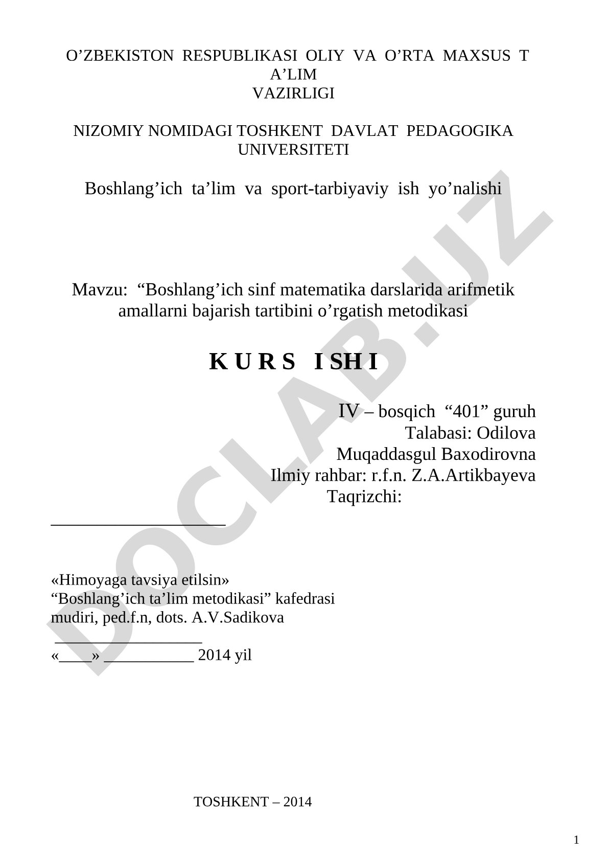 Boshlang'ich sinf matematika darslarida arifmetik amallarni bajarish tartibini o'rgatish metodikasi