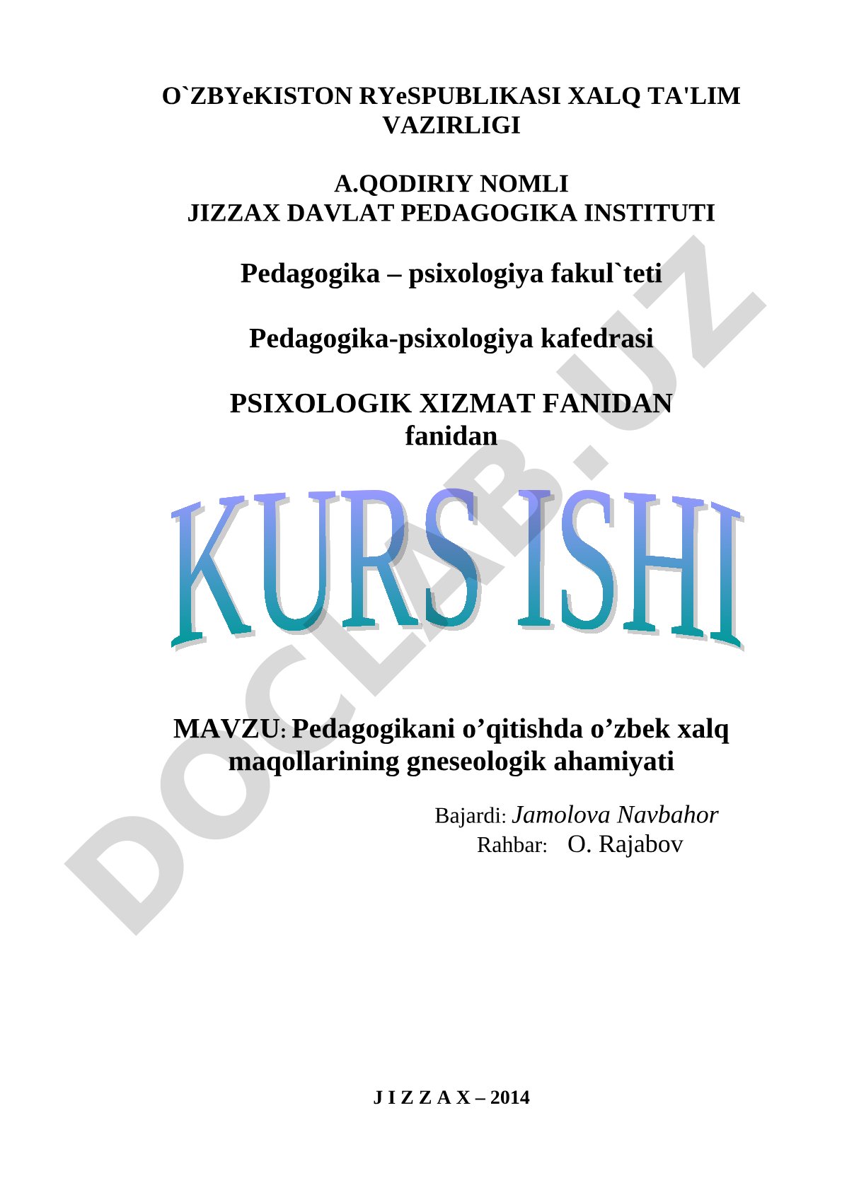 Pedagogikani o’qitishda o’zbek xalq maqollarining gneseologik ahamiyati