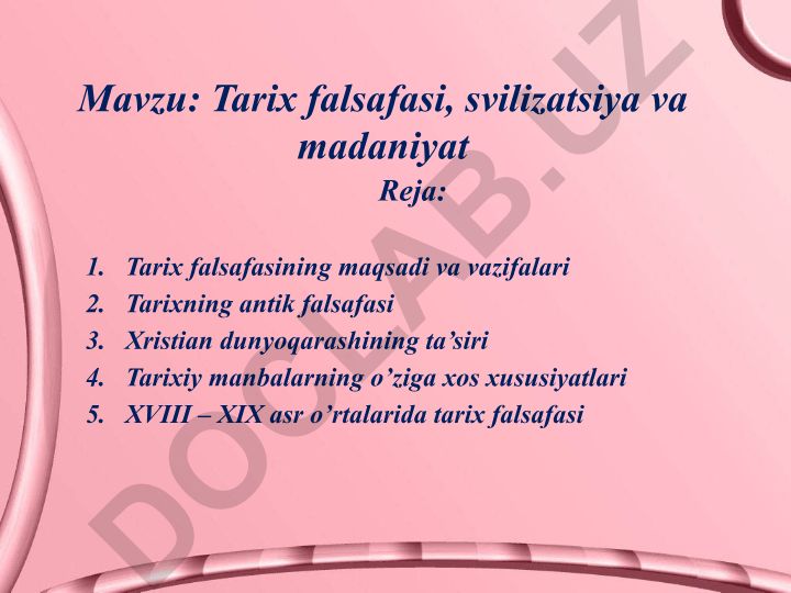 Tarix falsafasi, svilizatsiya va madaniyat
