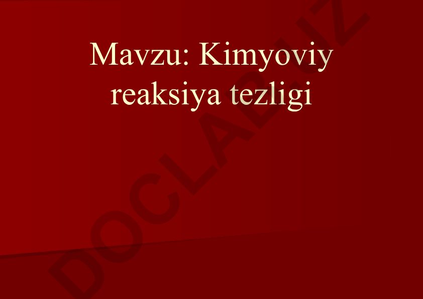Kimyoviy reaksiya tezligi