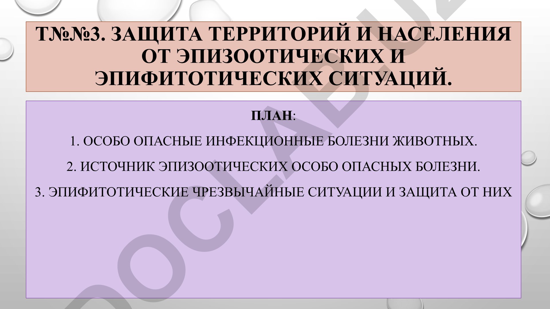 Защита территорий и населения от эпизоотических и эпифитотических ситуаций