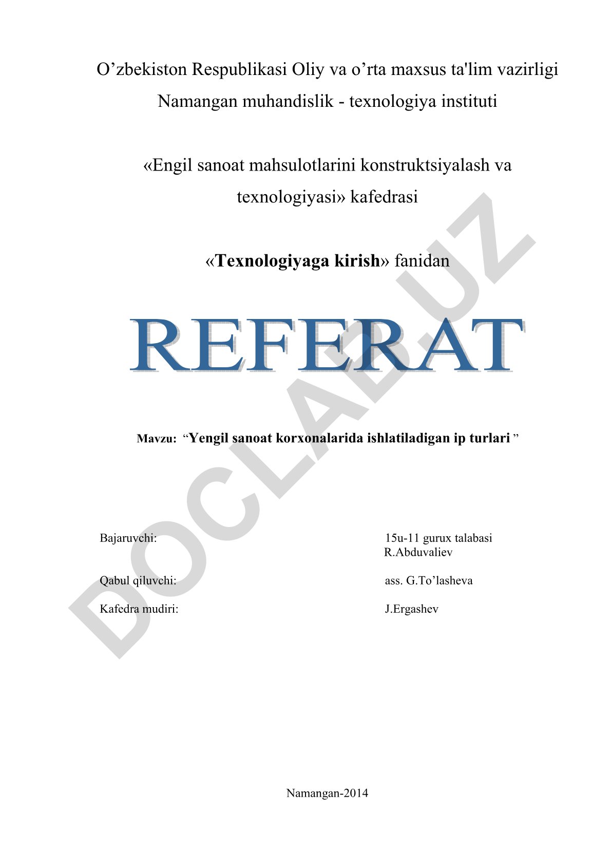 Yengil sanoat korxonalarida ishlatiladigan ip turlari va tikuvchilik korxonalari faoliyatini rejalashtirish