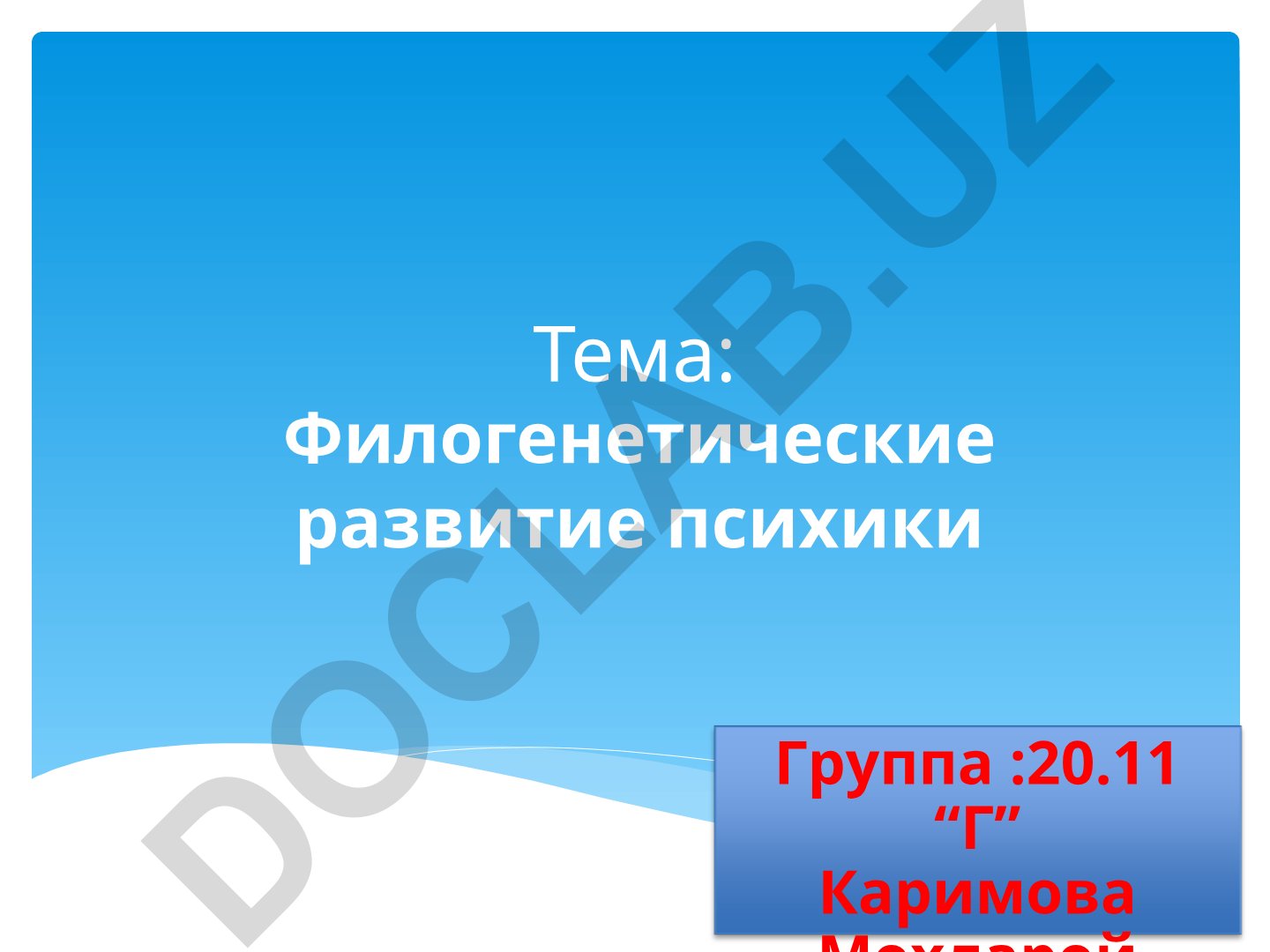 Филогенетические развитие психики