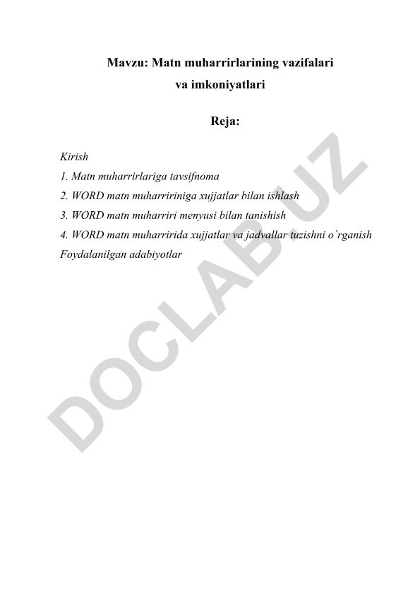 Matn muharrirlarining vazifalari va imkoniyatlari