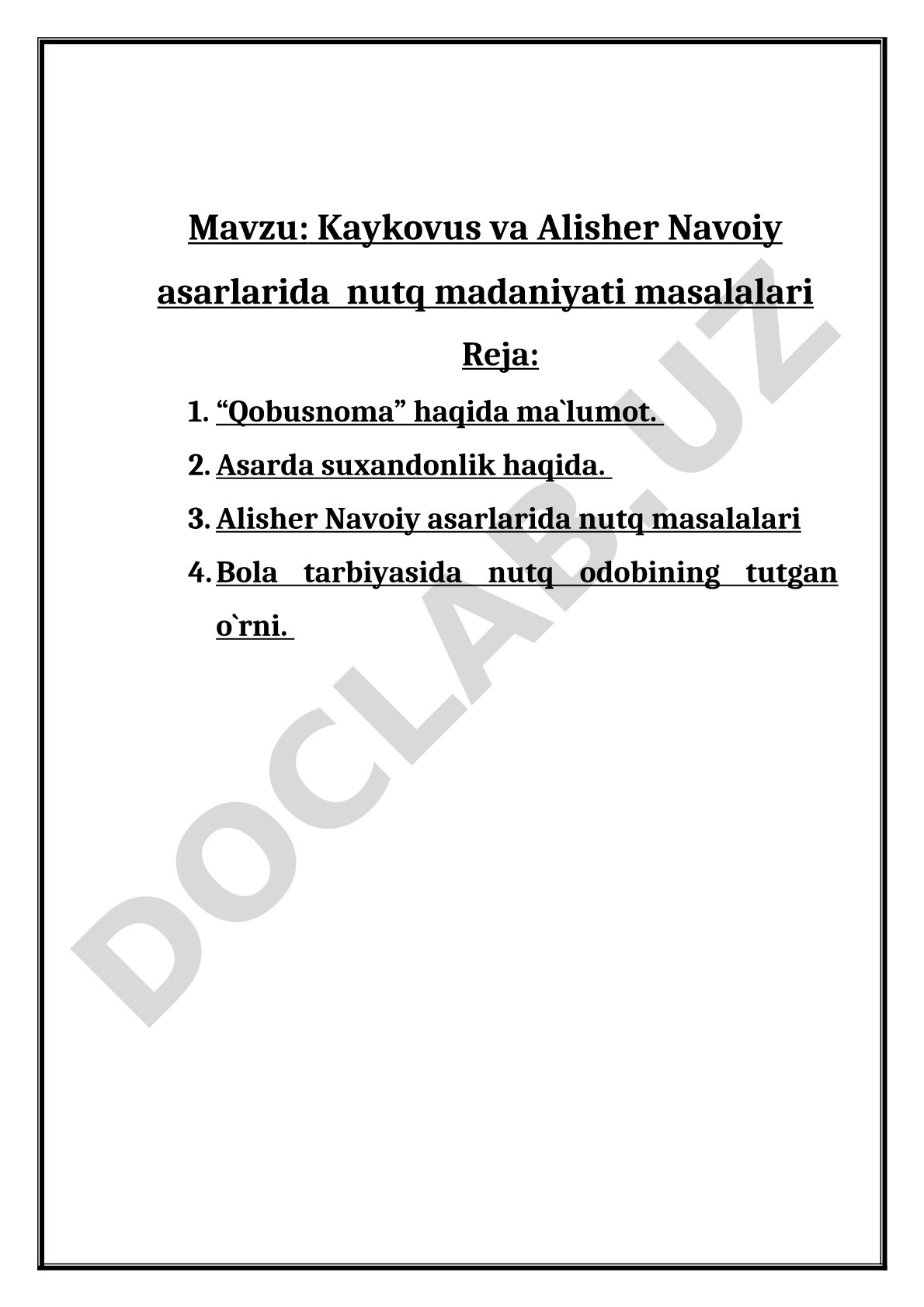 Kaykovus va Alisher Navoiy asarlarida nutq madaniyati masalalari