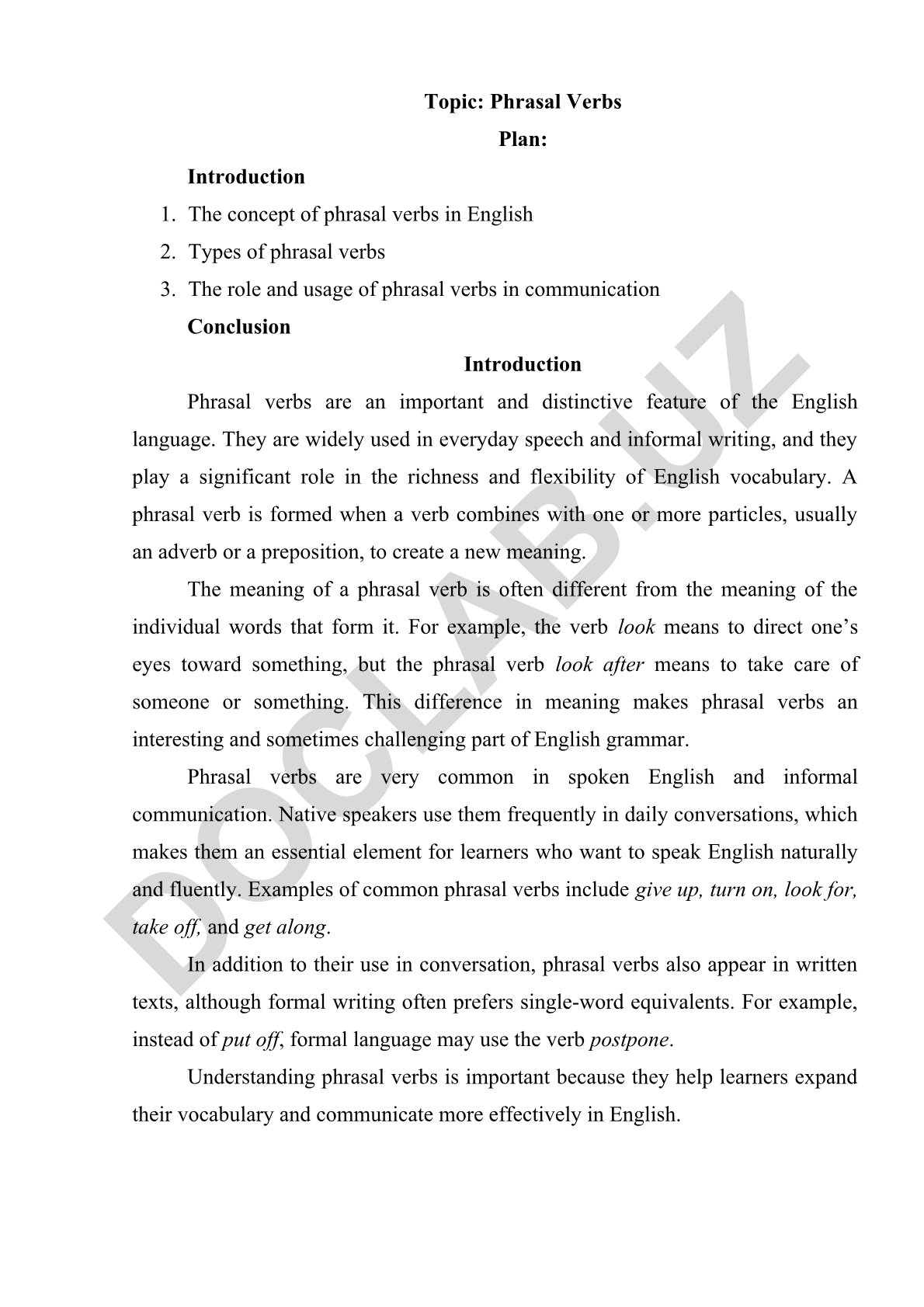 Phrasal Verbs in English Language