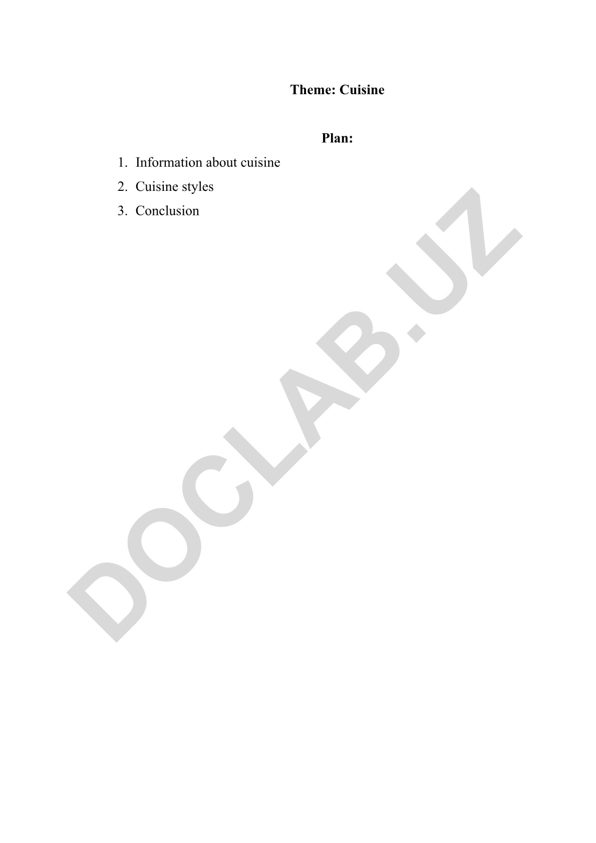 Cuisine Plan