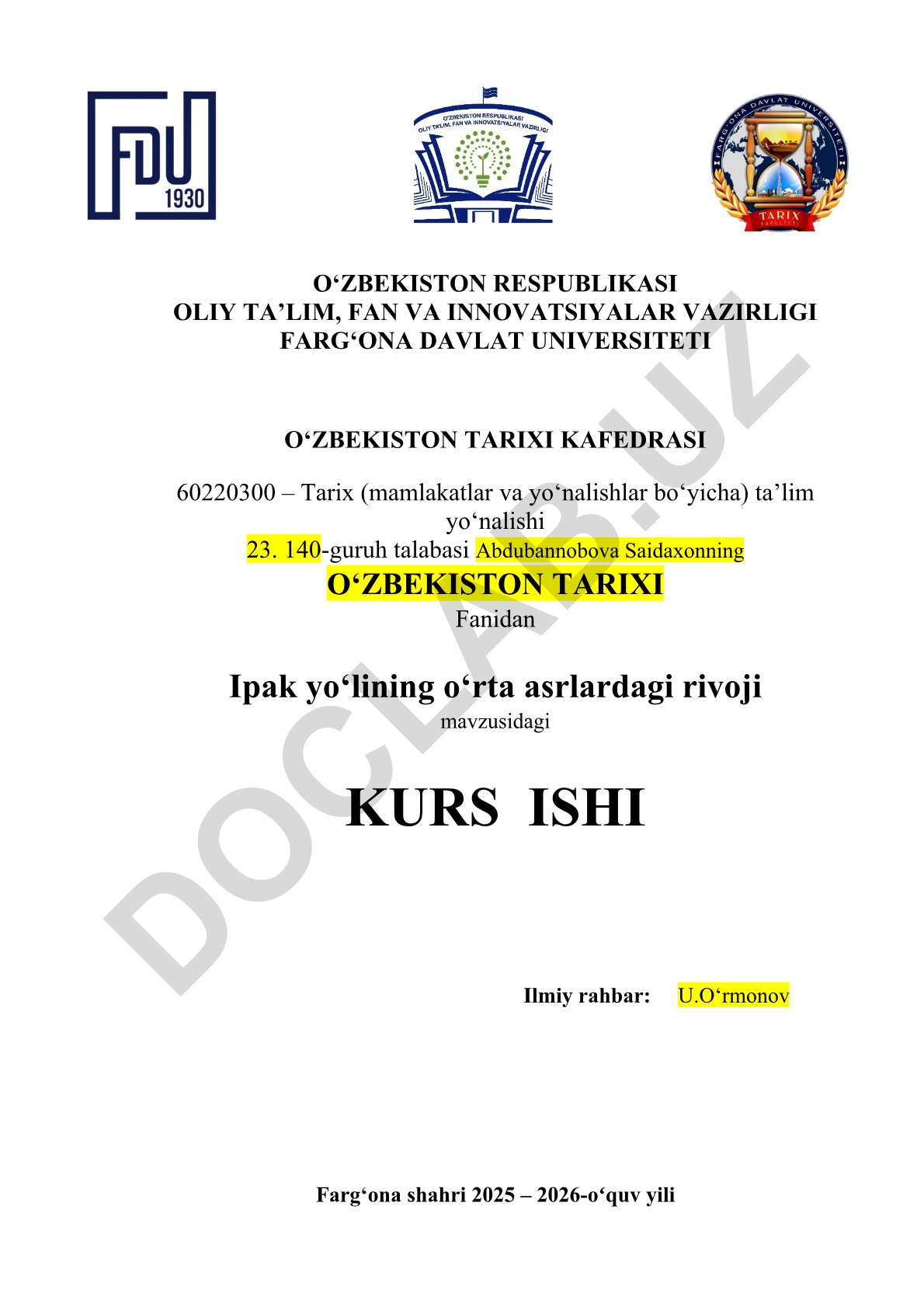 Ipak yo‘lining o‘rta asrlardagi rivoji