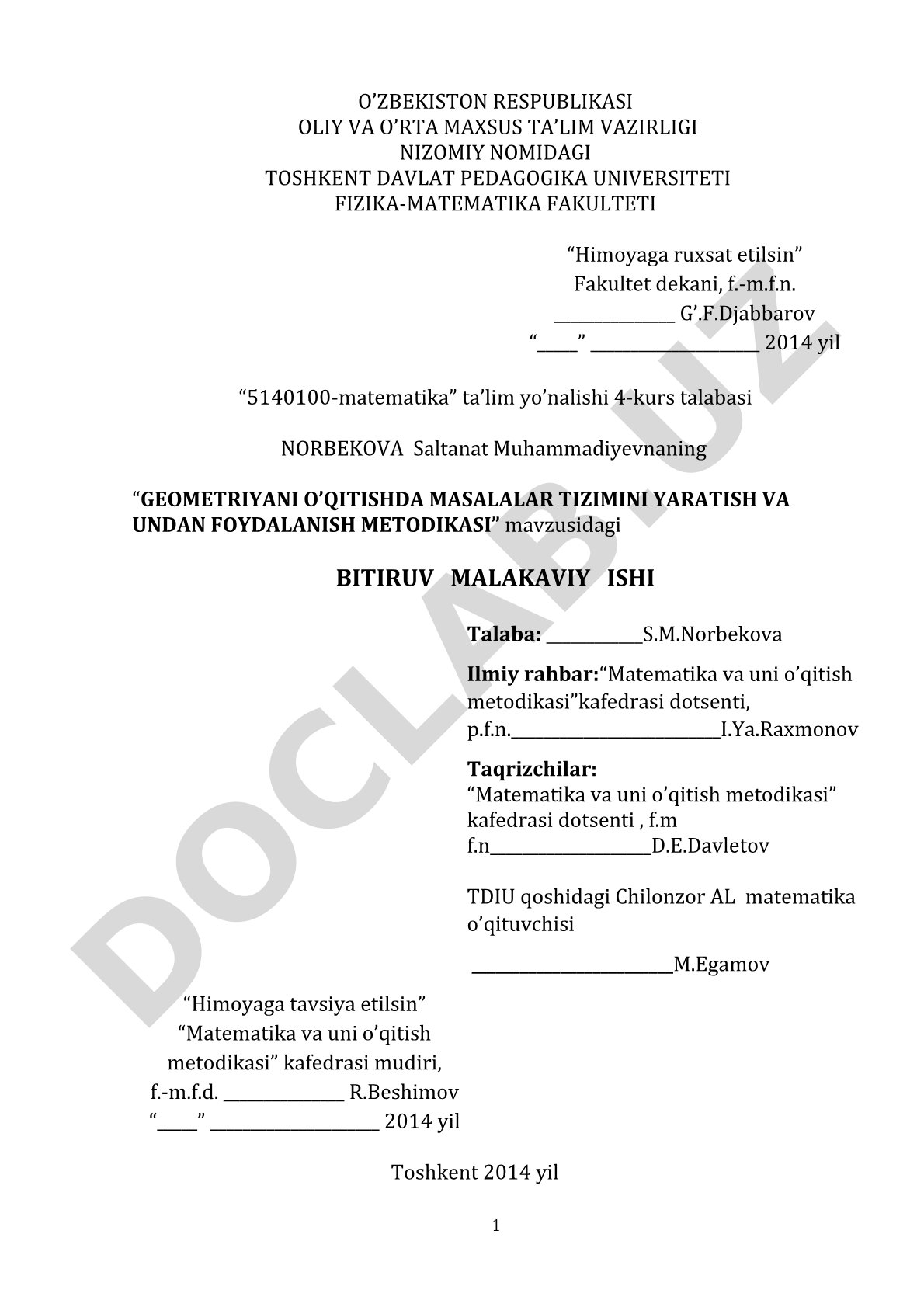 Geometriyani o'qitishda masalalar tizimini yaratish va undan foydalanish metodikasi