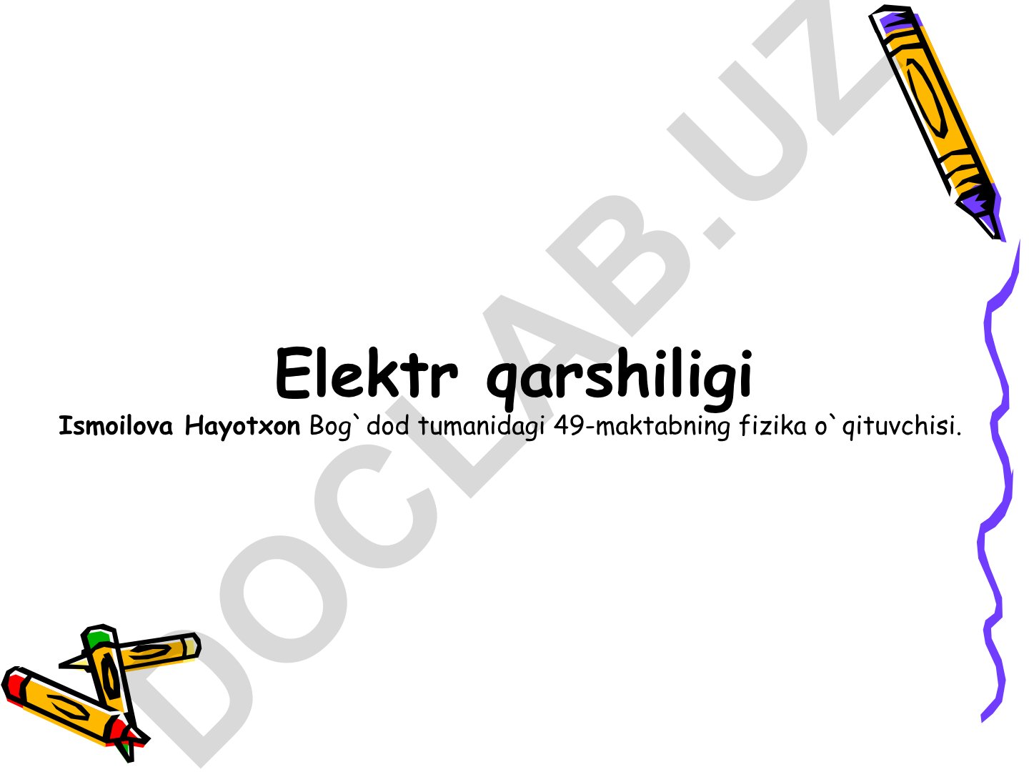 Elektr qarshiligi va solishtirma qarshilik haqida dars