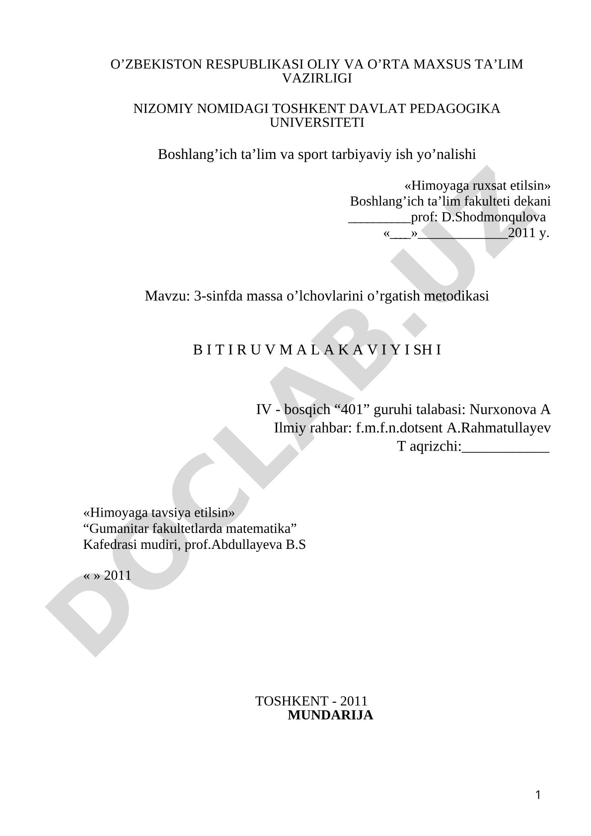 3-sinfda massa o'lchovlarini o'rgatish metodikasi