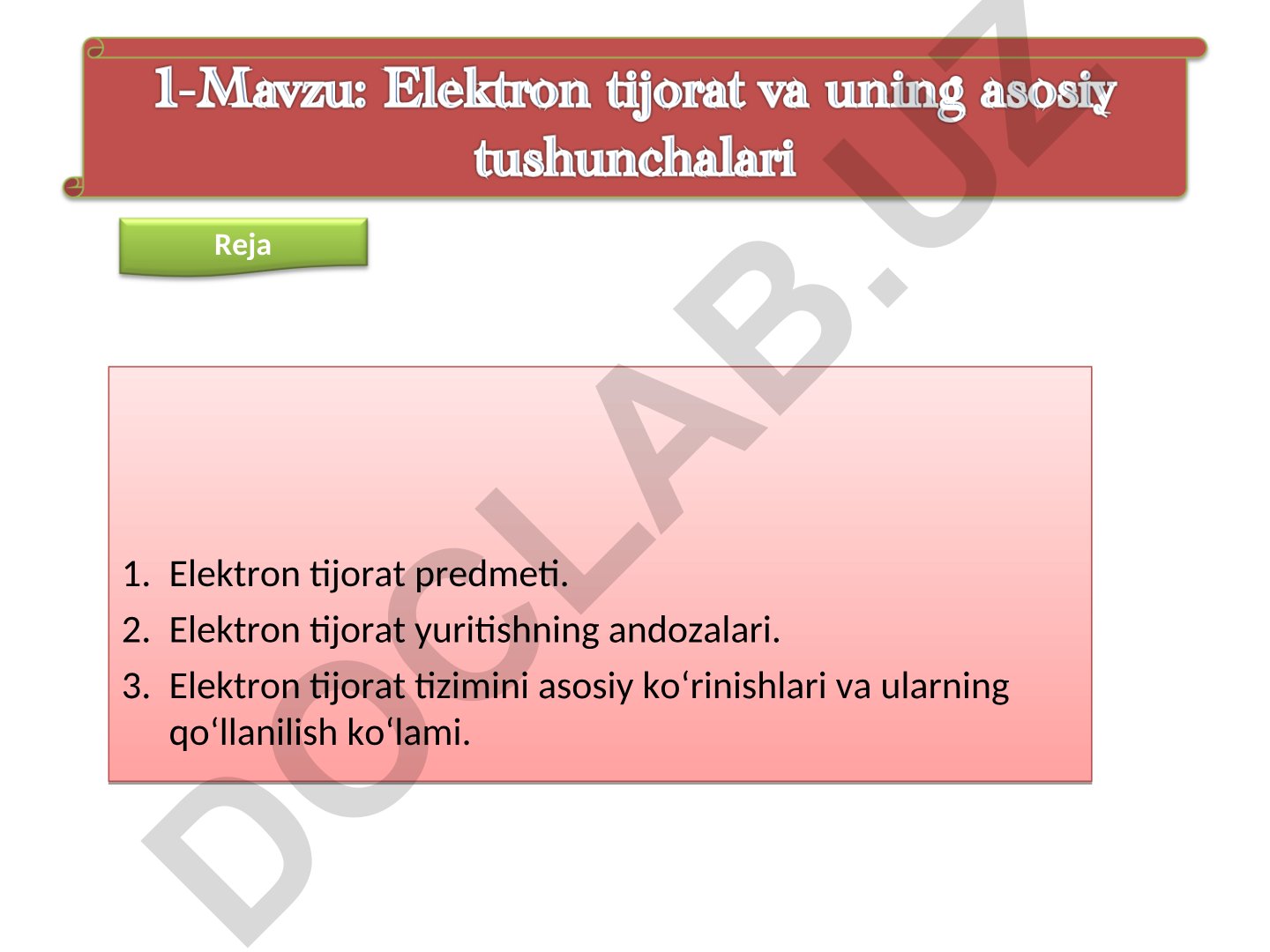Elektron tijorat tushunchasi, andozalari va tizimlari