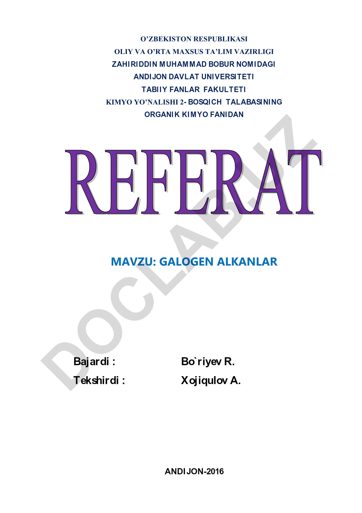 Galogen alkanlar