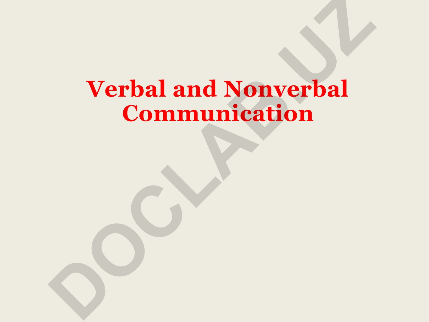 Verbal and Nonverbal Communication Principles