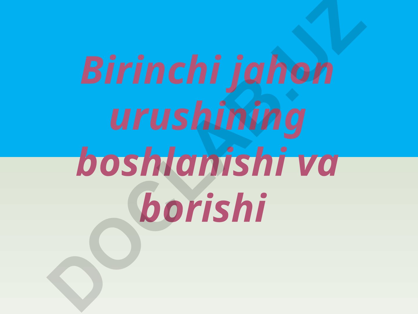 Birinchi jahon urushining boshlanishi va borishi
