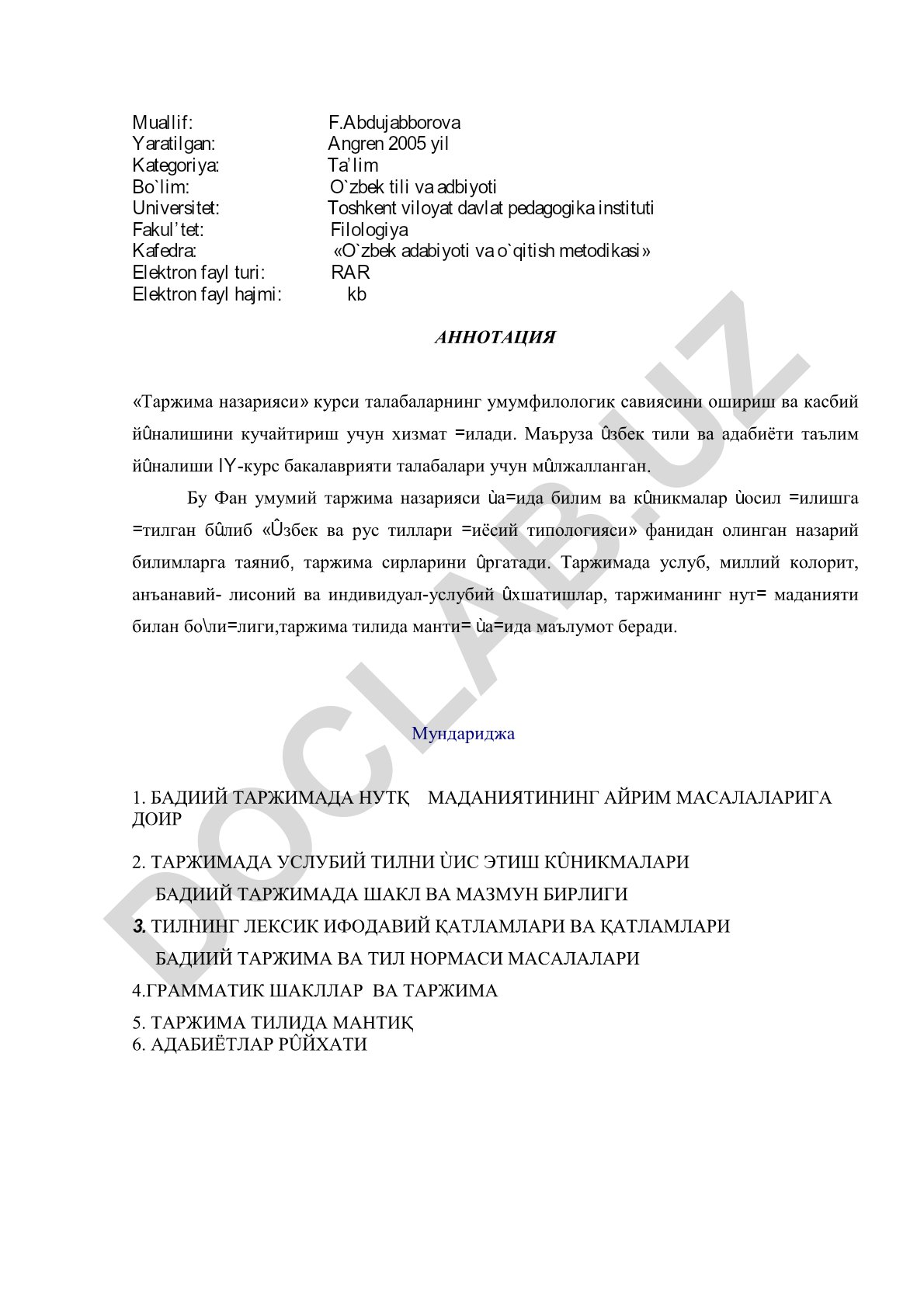 Badiiy tarjimada nutq madaniyati va til muammolari