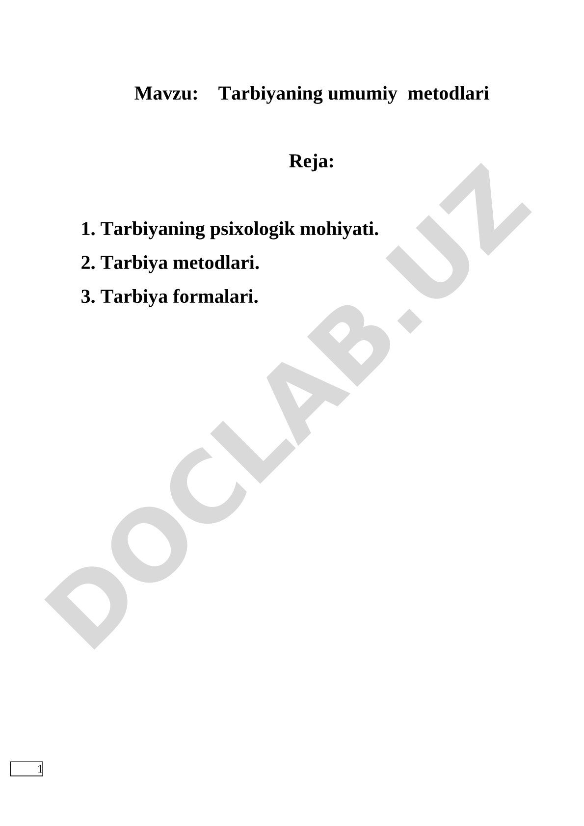 Tarbiyaning umumiy metodlari