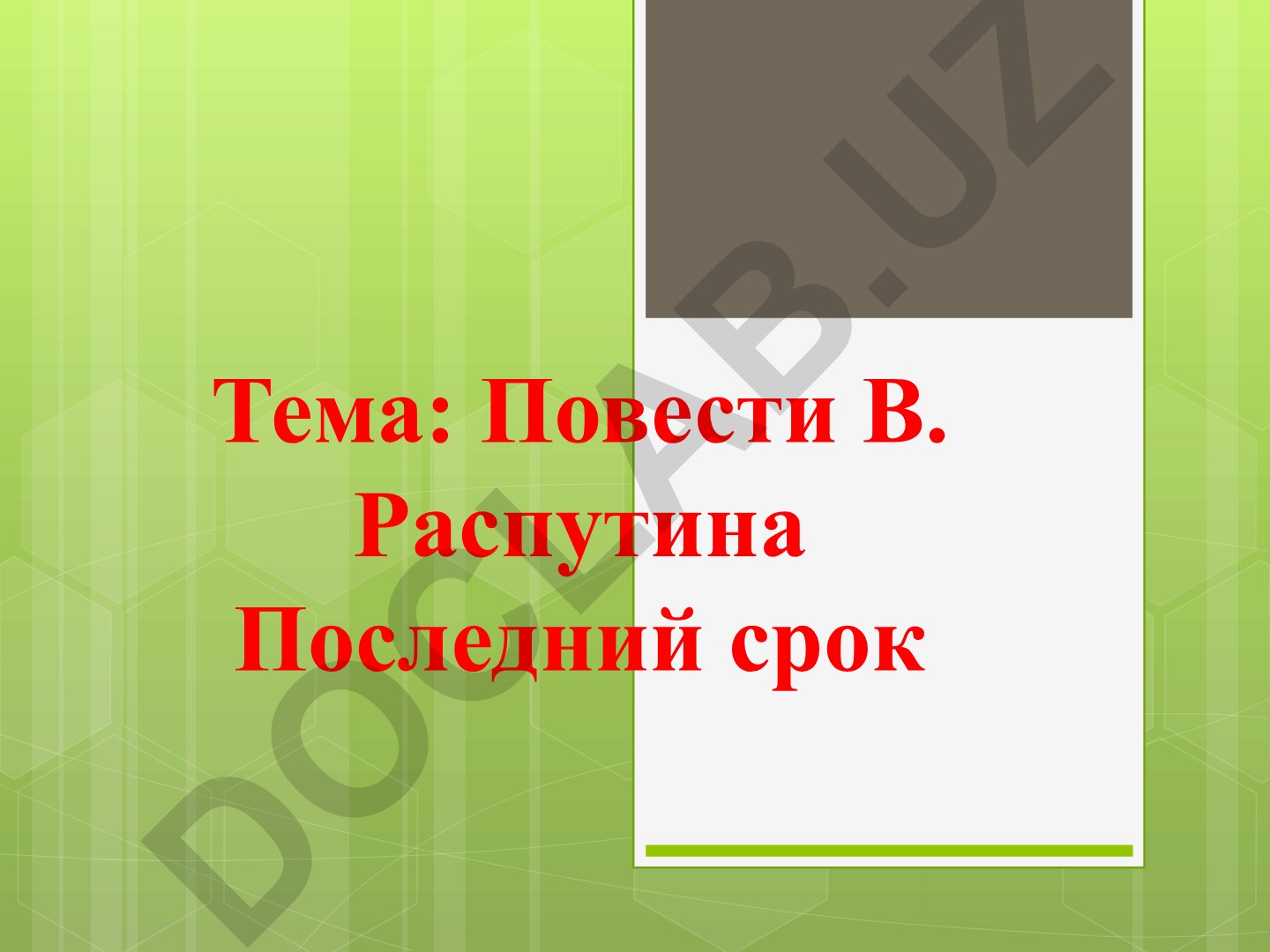 Повести В. Распутина Последний срок
