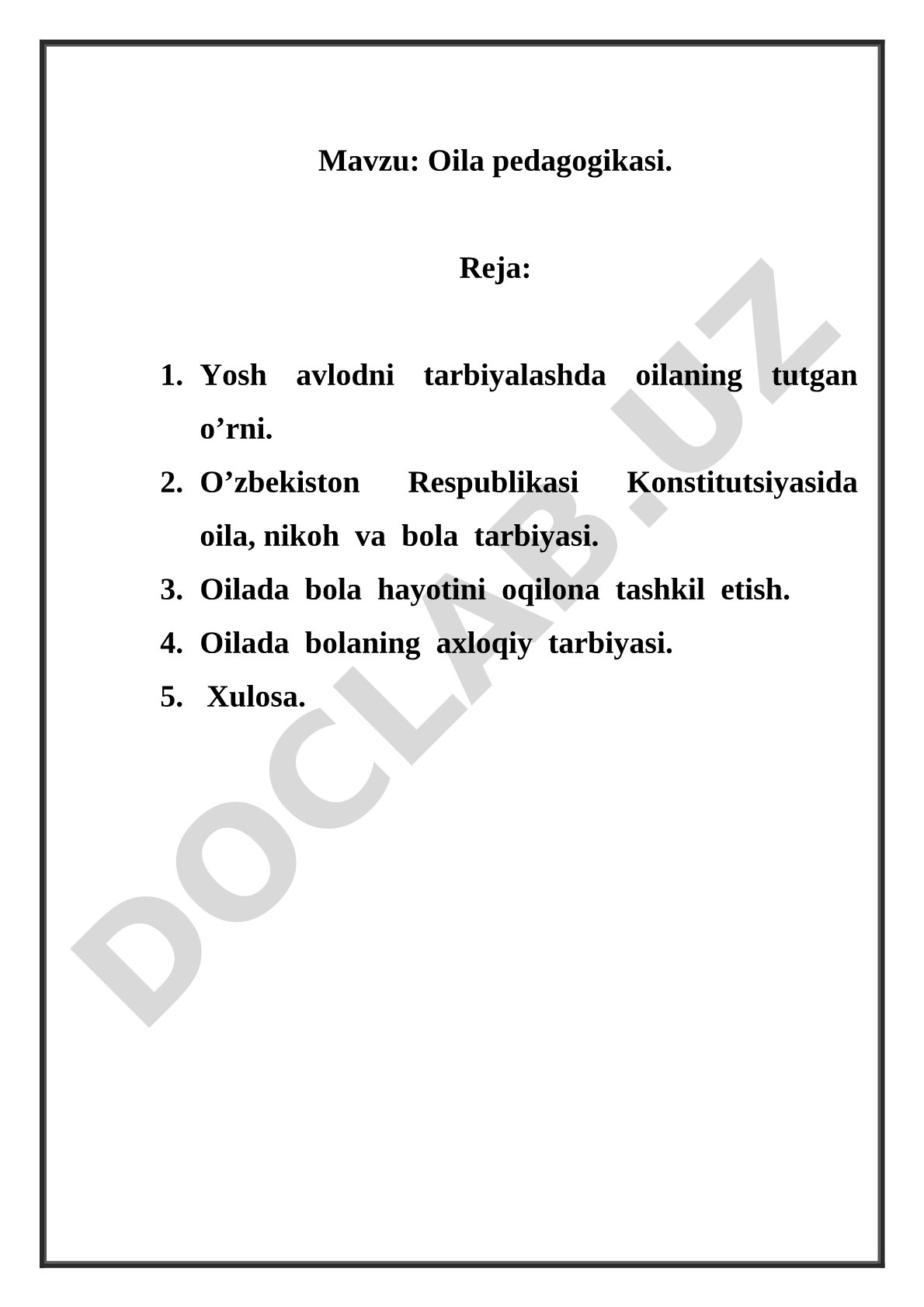 Oila pedagogikasi