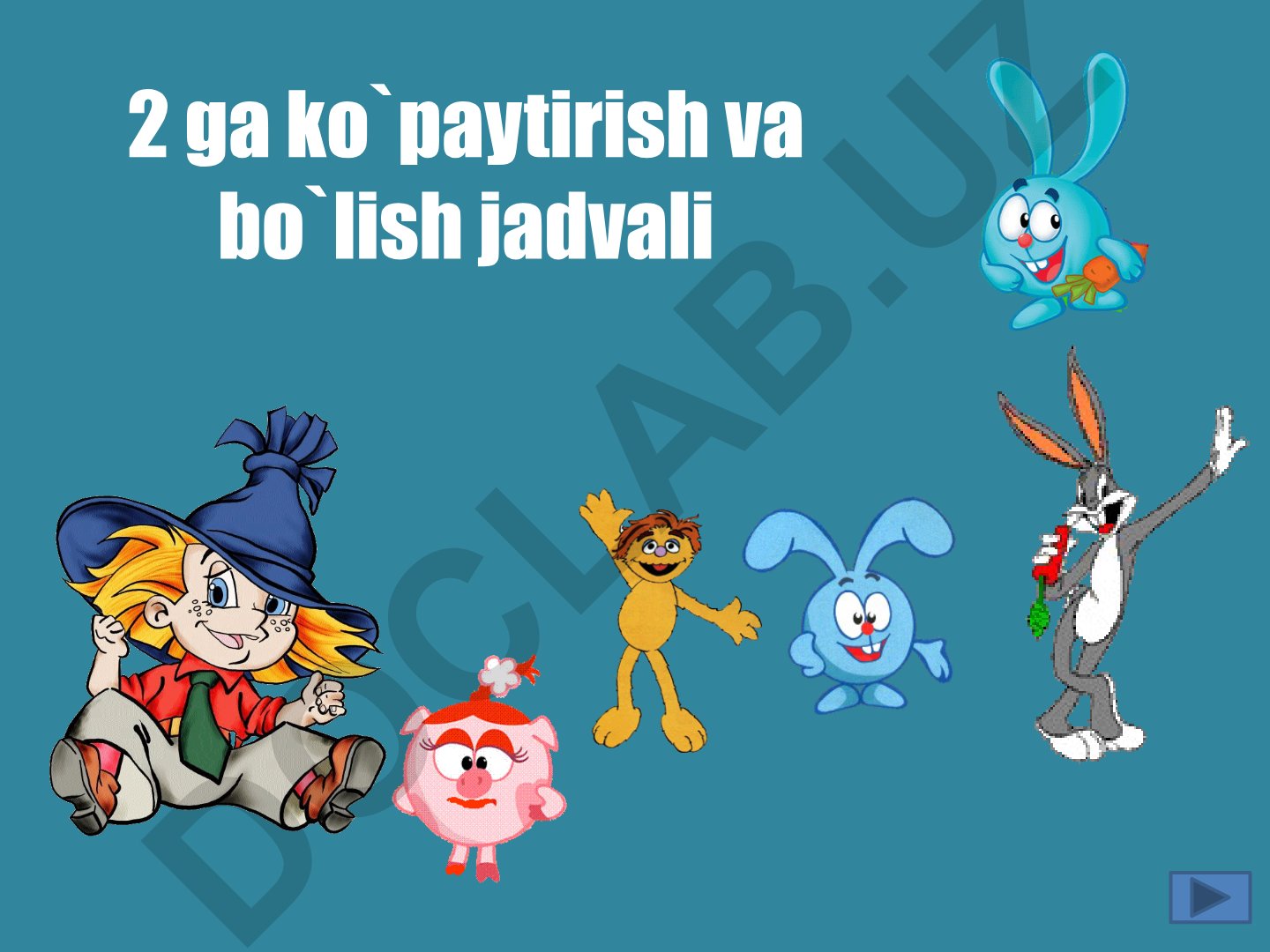 2 ga ko'paytirish va bo'lish jadvali