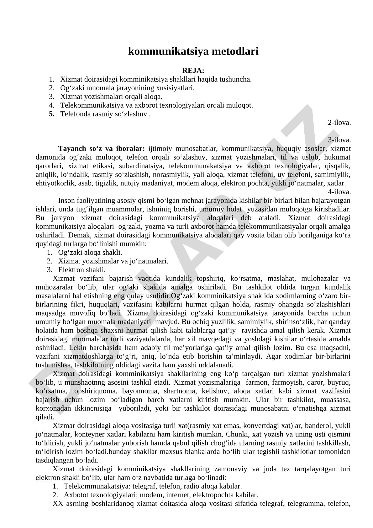 Kommunikatsiya metodlari