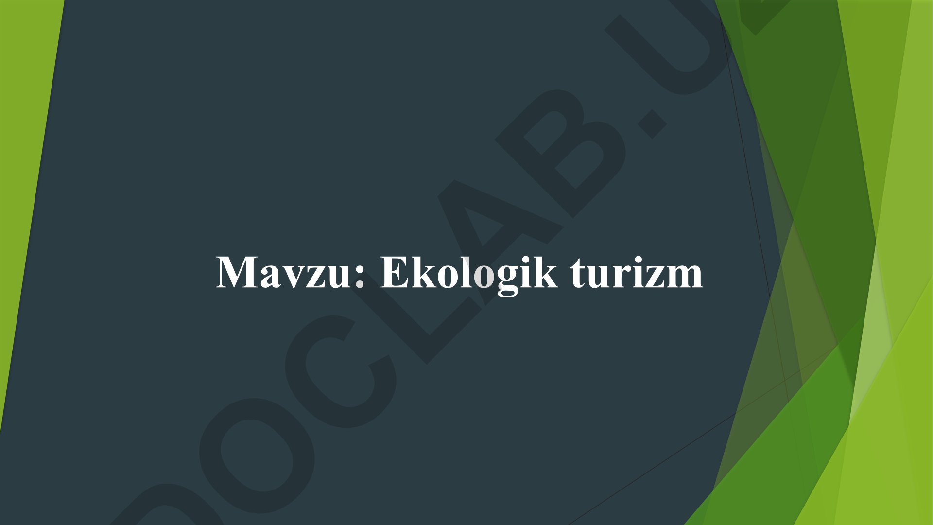 Ekologik turizm va ekoturizm tushunchasi