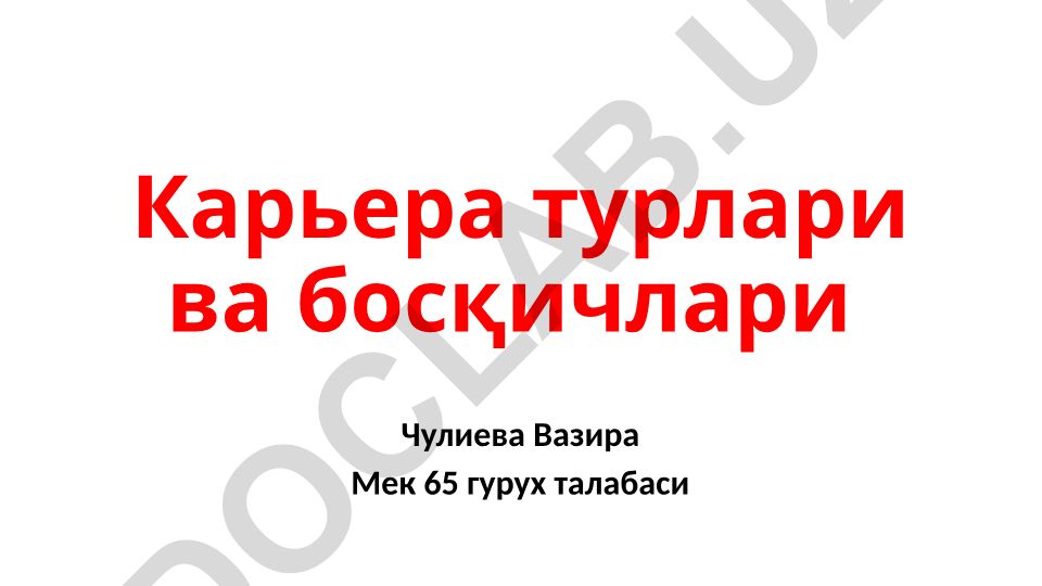Карьера турлари ва босқичлари