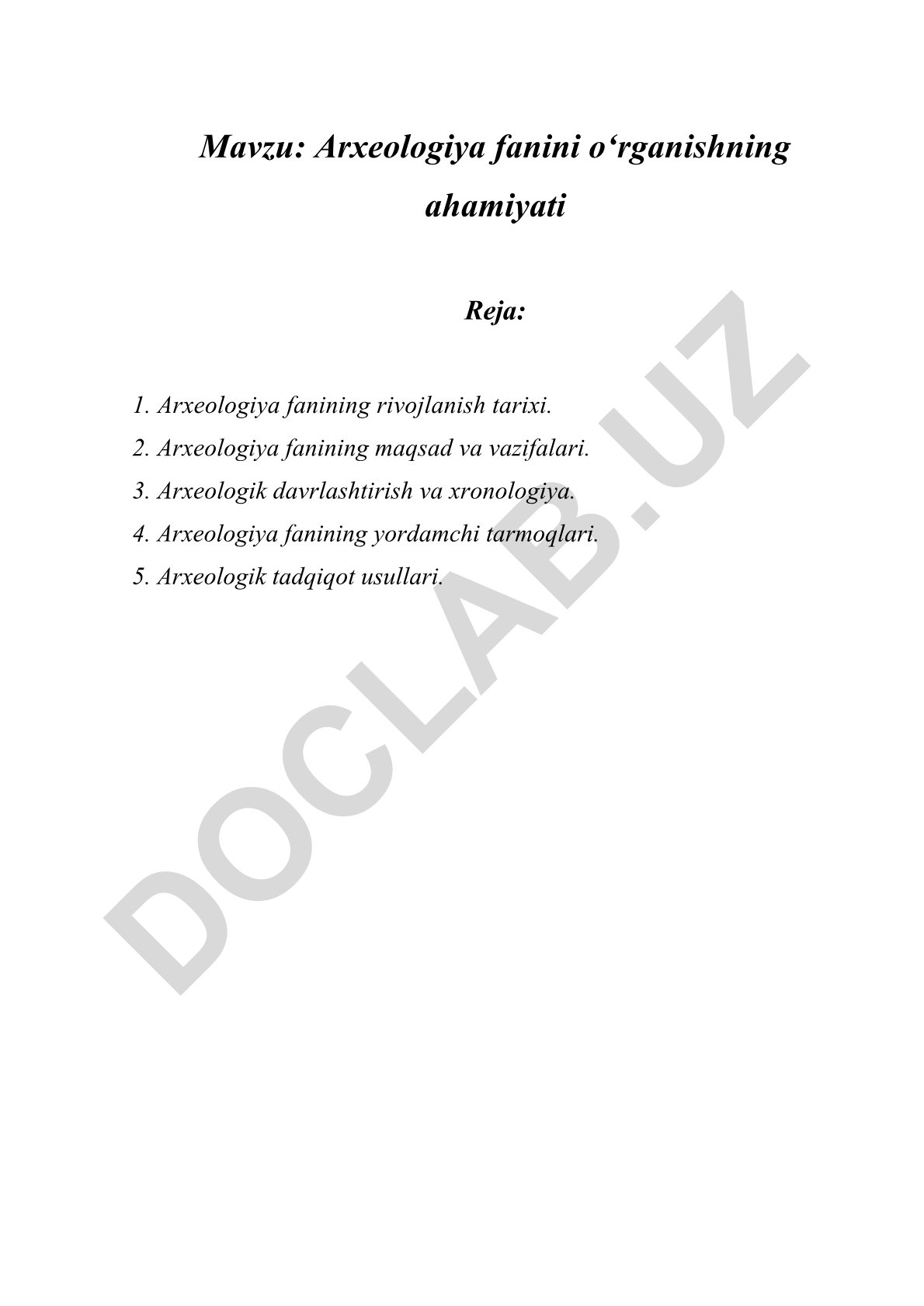 Arxeologiya fanini o‘rganishning ahamiyati